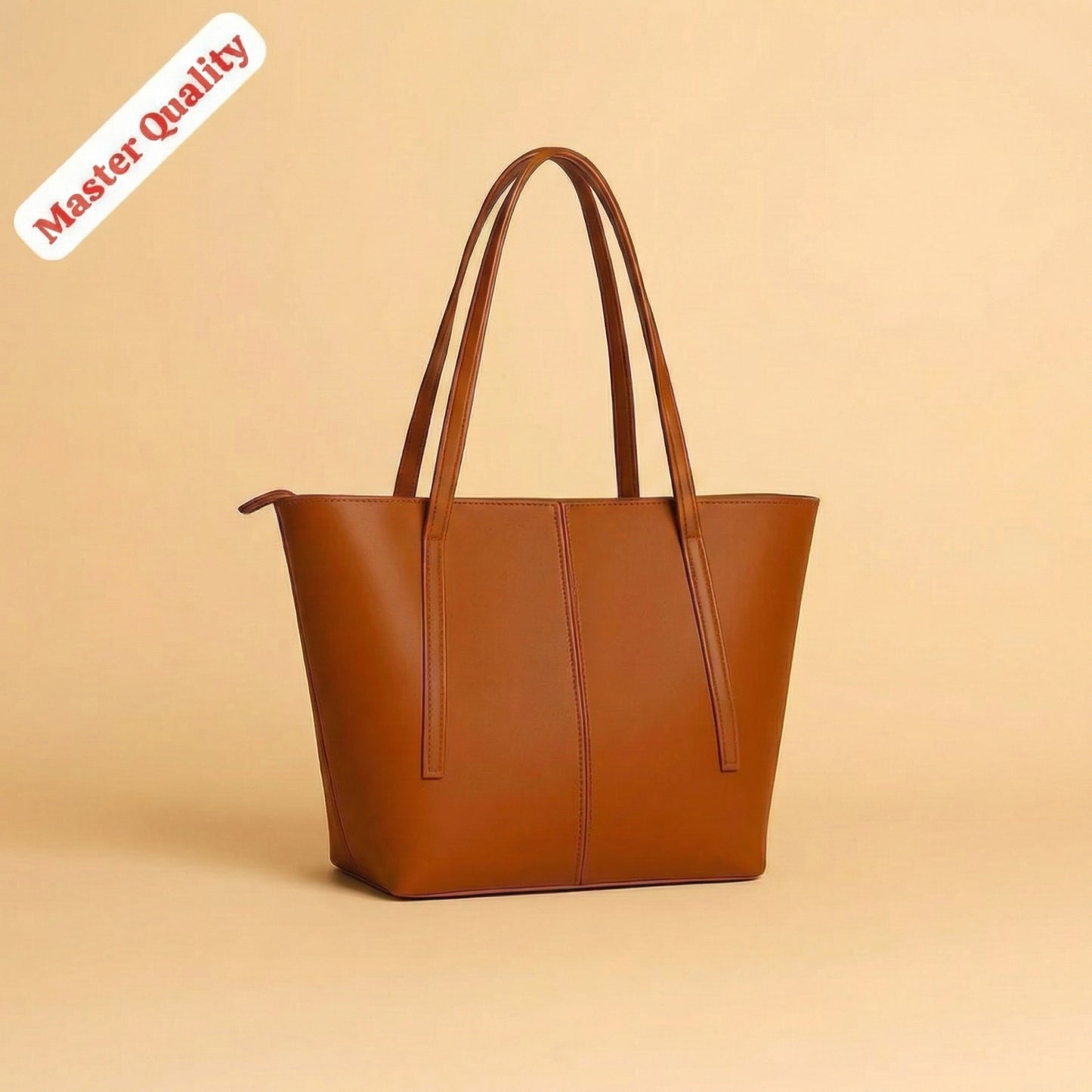 TBM Signature Minimalist Structured Tote Bag with Long Shoulder Handles