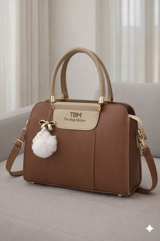 TBM Luxury Dual-Tone Handbag – Elegant Office & Party Wear Satchel