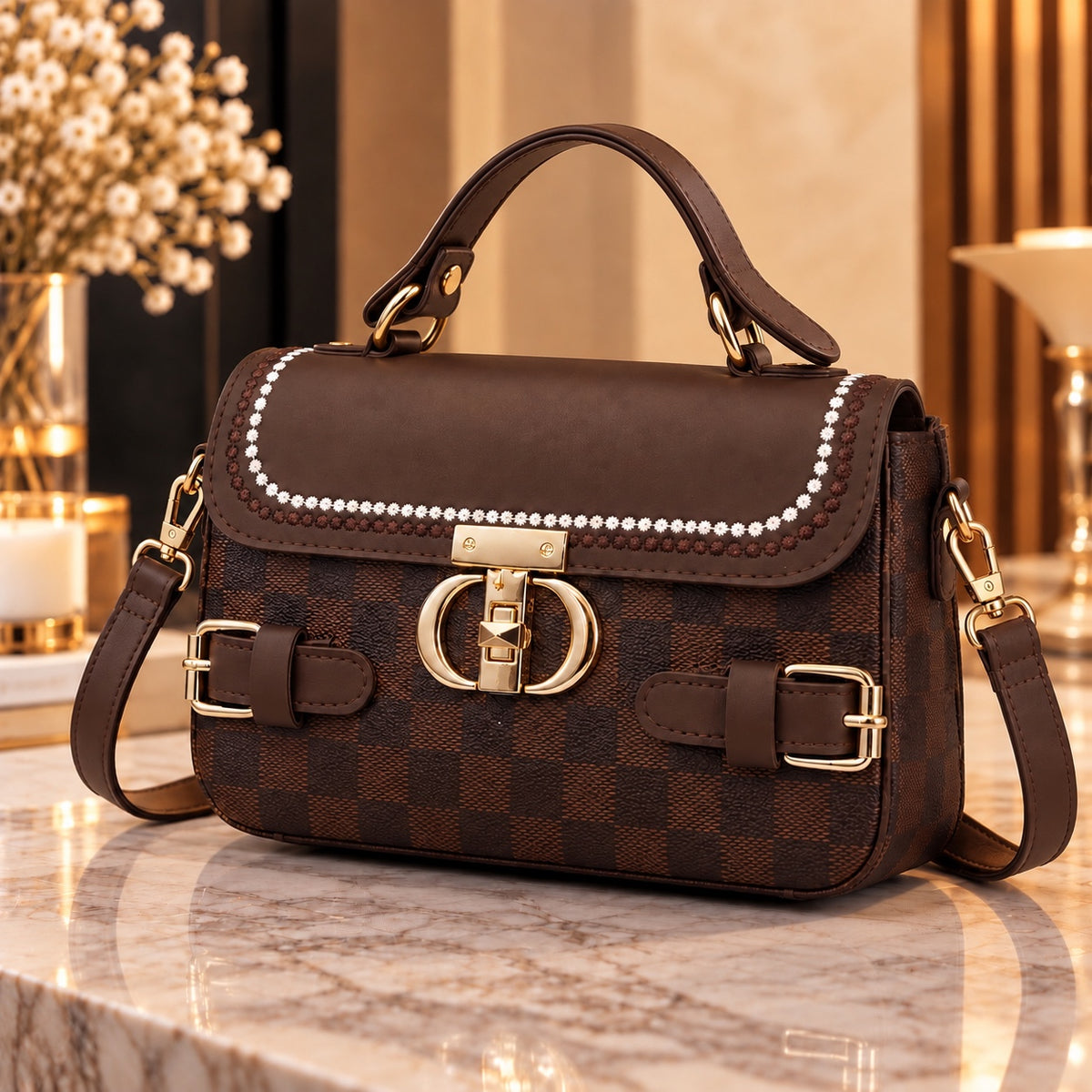 Classic Pattern Cross Body Bag