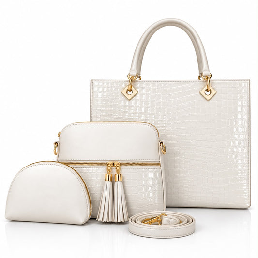 Luxe Croco 3-Piece Handbag Set