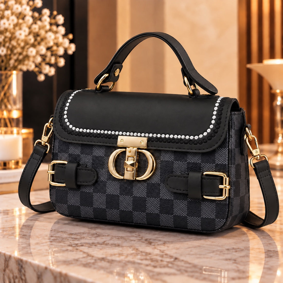 Classic Pattern Cross Body Bag