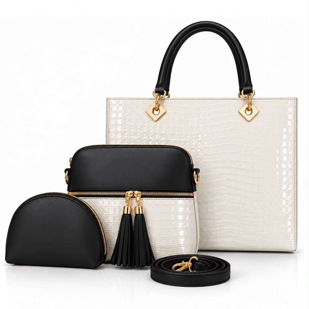 Luxe Croco 3-Piece Handbag Set