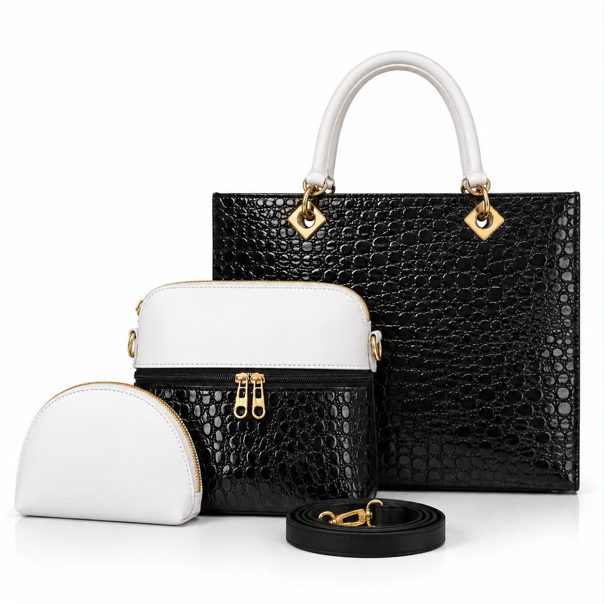 Luxe Croco 3-Piece Handbag Set