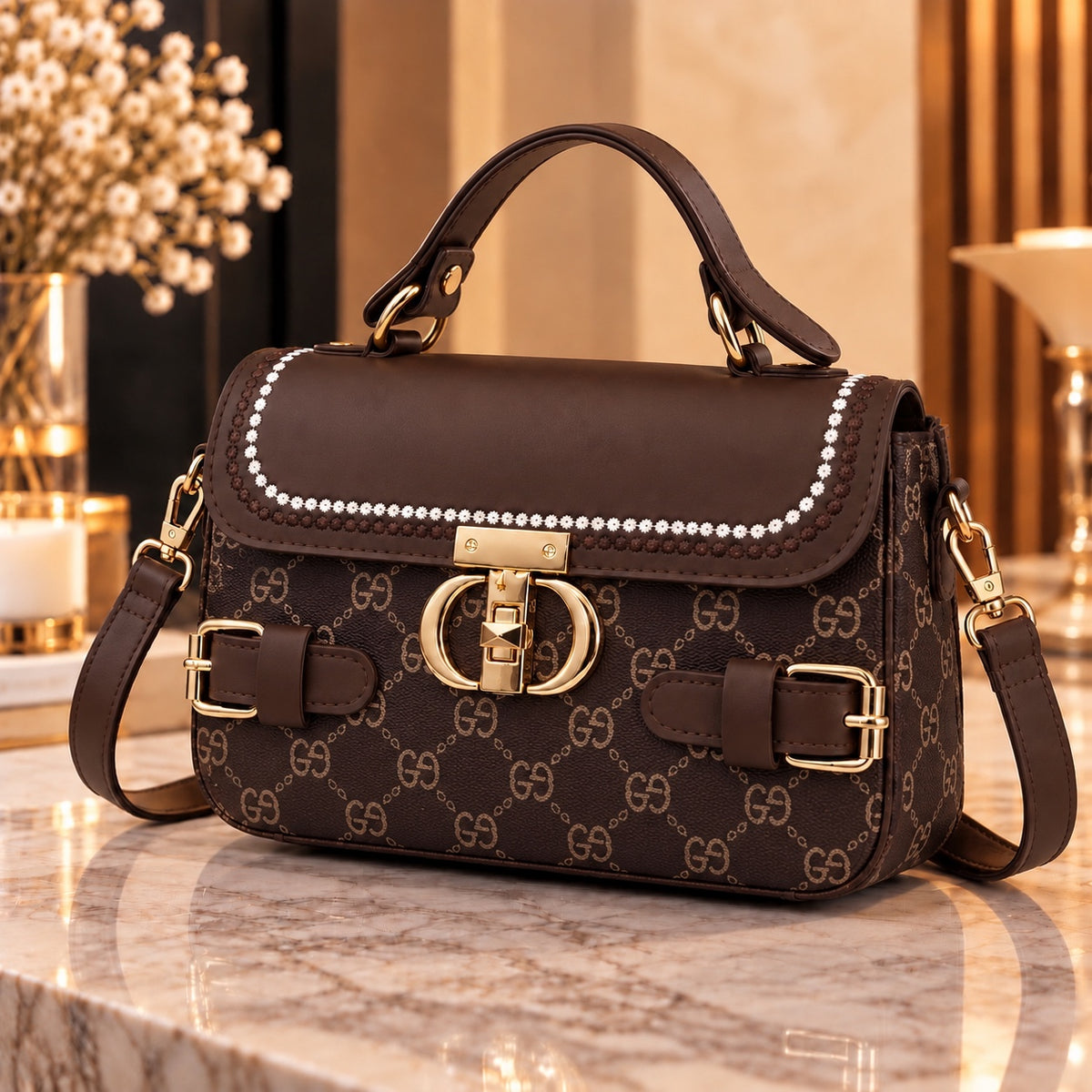Classic Pattern Cross Body Bag