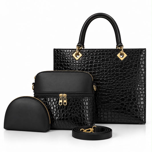 Luxe Croco 3-Piece Handbag Set