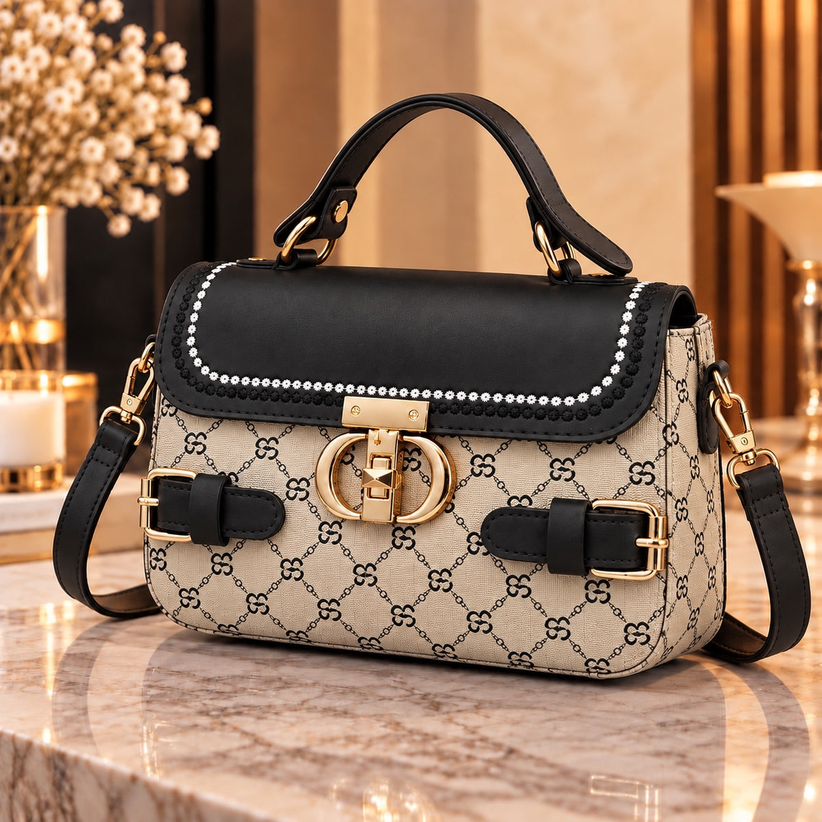 Classic Pattern Cross Body Bag
