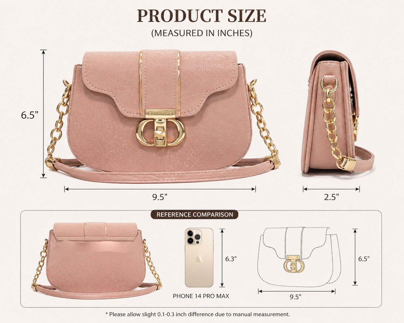 Luxury Textured Crossbody Bag with Signature Designer Clasp & Chain-Link Strap