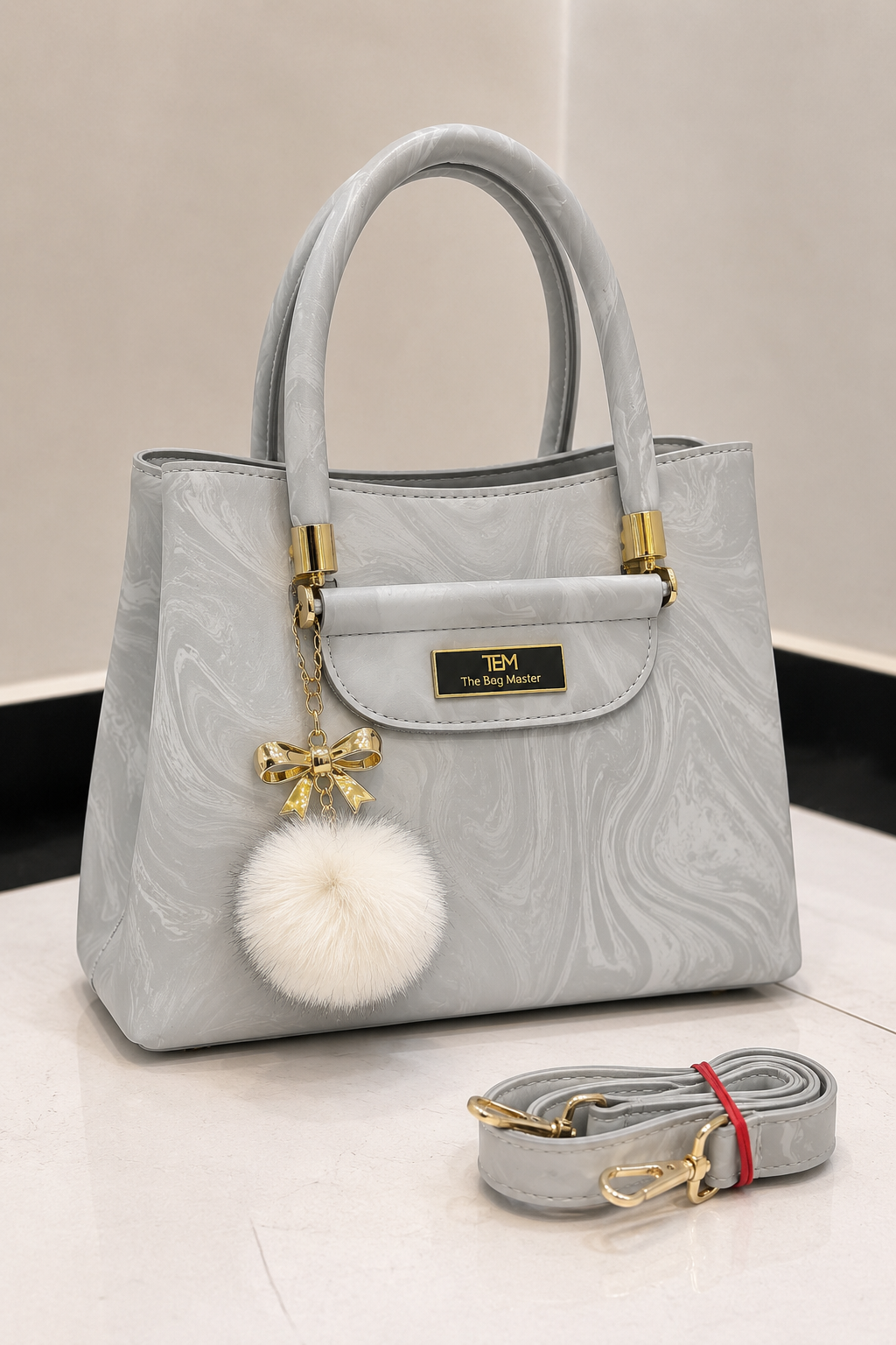 TBM Premium 1 Piece Handbag With Imported Fur Keychain