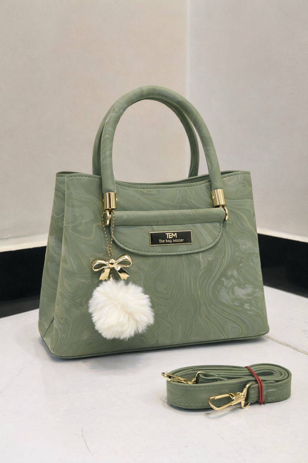 TBM Premium 1 Piece Handbag With Imported Fur Keychain
