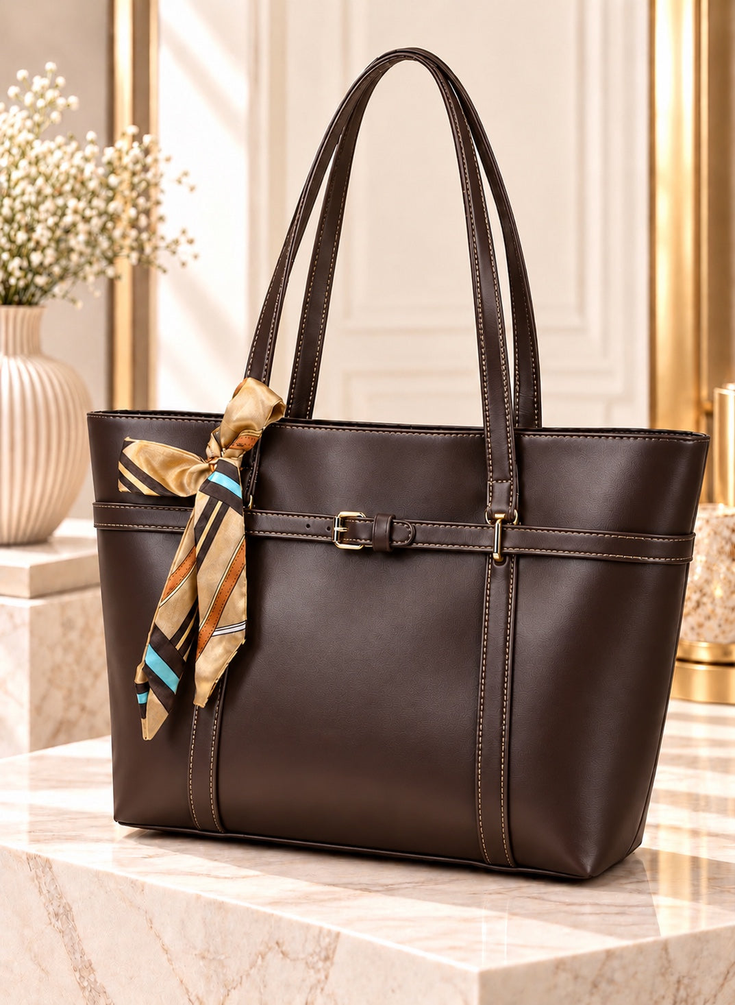 Luxe Belted Tote Bag