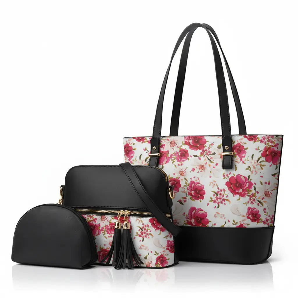 Premium Chevron Print 3-Piece Handbag Set