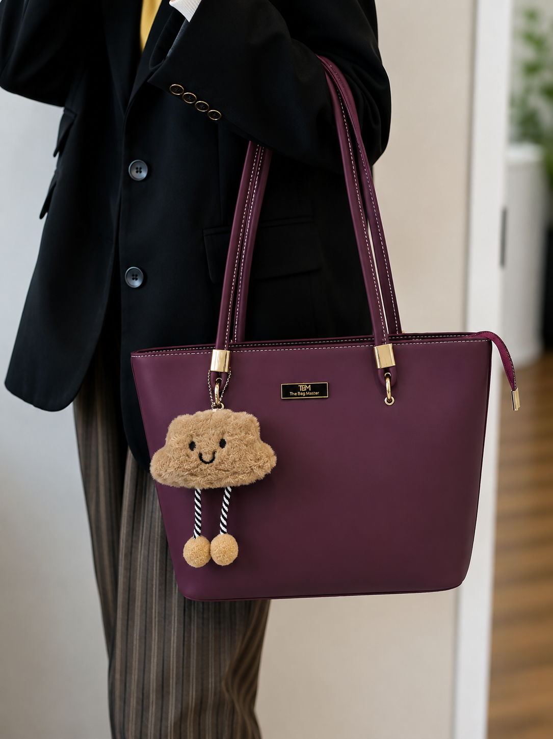 TBM Premium Tote Bag With Fluffy Keychain