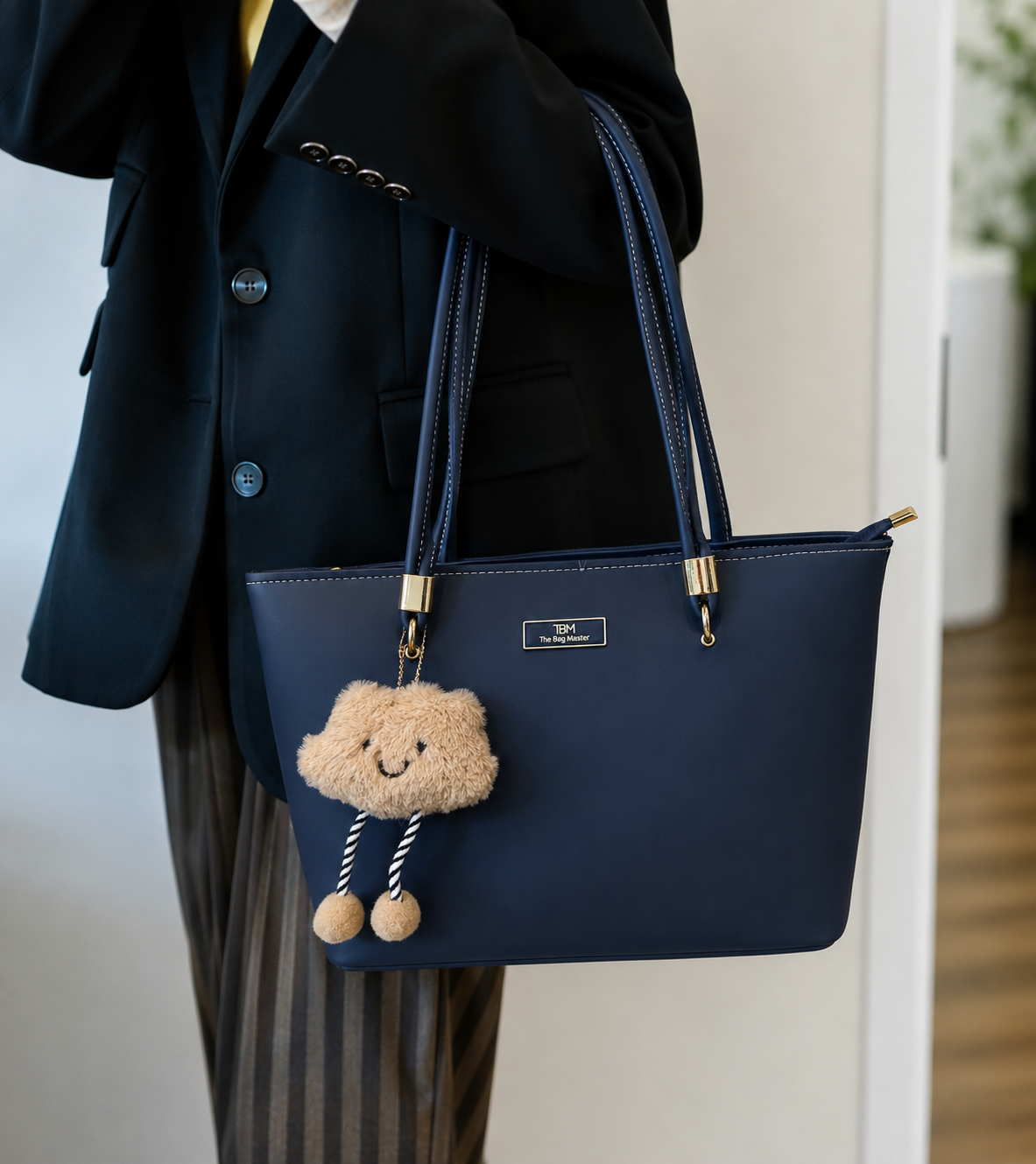 TBM Premium Tote Bag With Fluffy Keychain