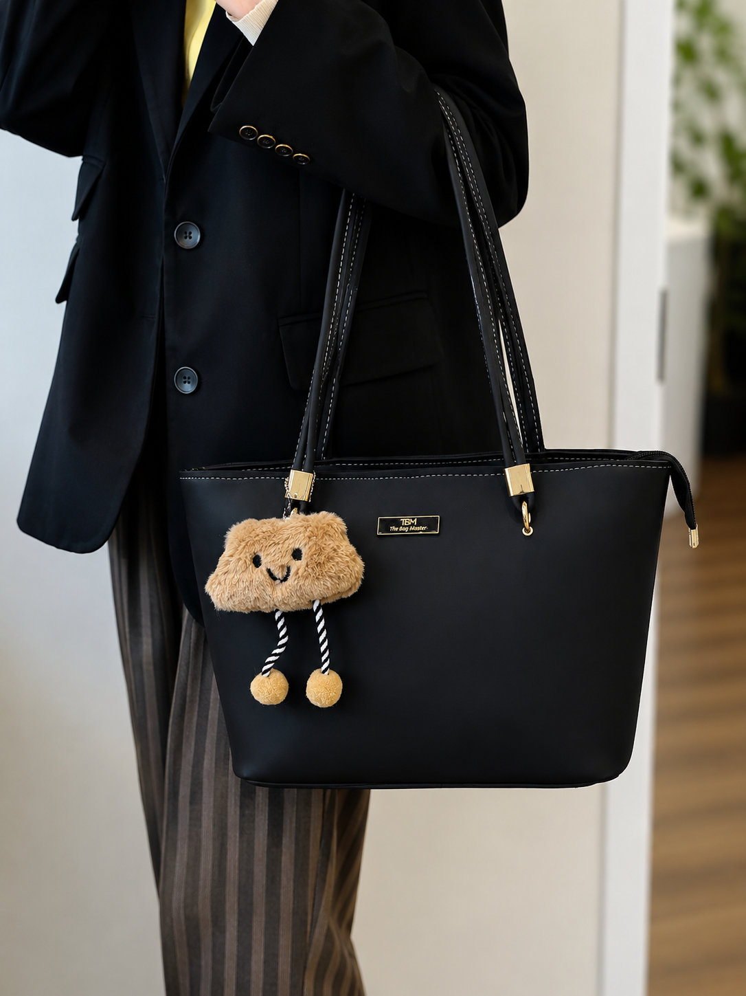 TBM Premium Tote Bag With Fluffy Keychain