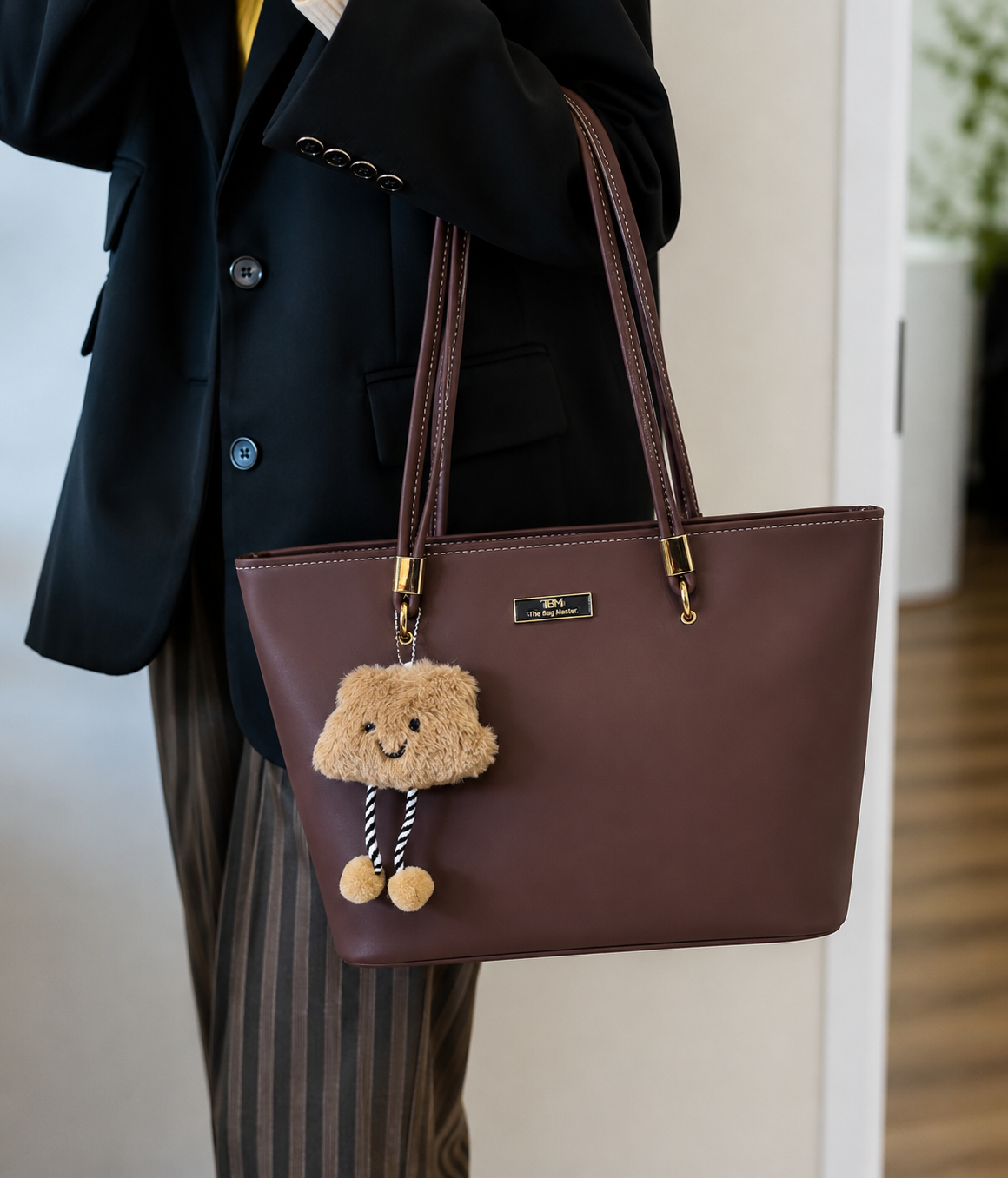 TBM Premium Tote Bag With Fluffy Keychain