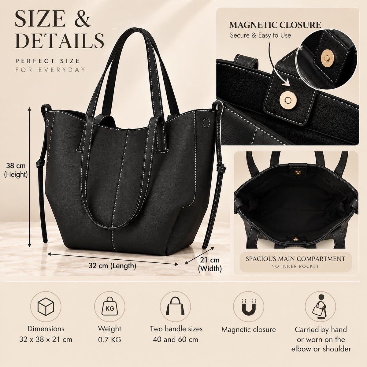 Tbm Bella Luxe Tote – 3Piece Bag Set