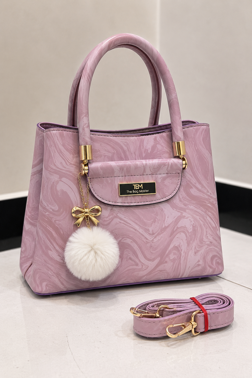 TBM Premium 1 Piece Handbag With Imported Fur Keychain