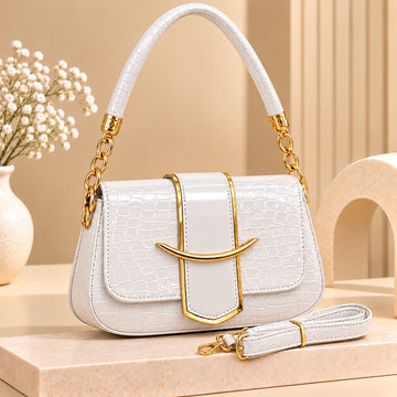 Croc-Textured Mini Shoulder Bag