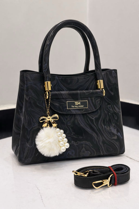 TBM Premium 1 Piece Handbag With Imported Fur Keychain