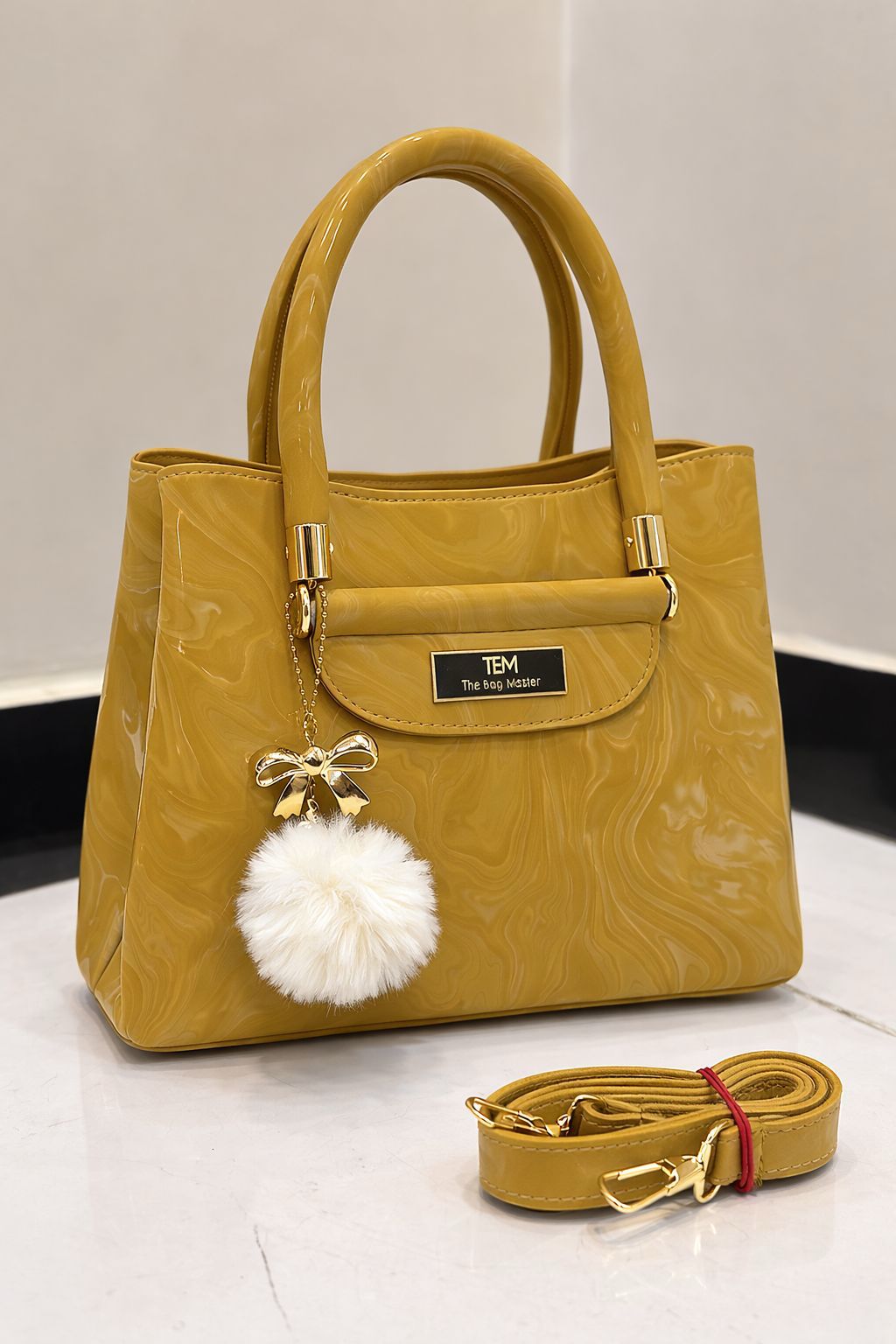 TBM Premium 1 Piece Handbag With Imported Fur Keychain