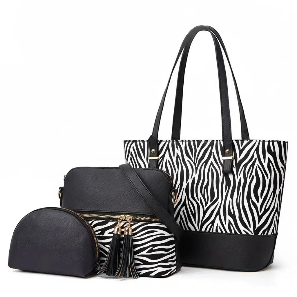 Premium Chevron Print 3-Piece Handbag Set