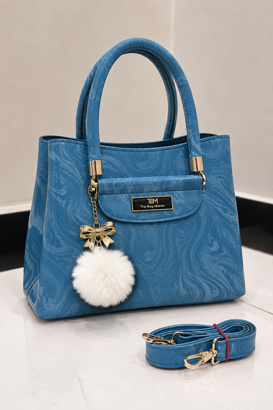 TBM Premium 1 Piece Handbag With Imported Fur Keychain