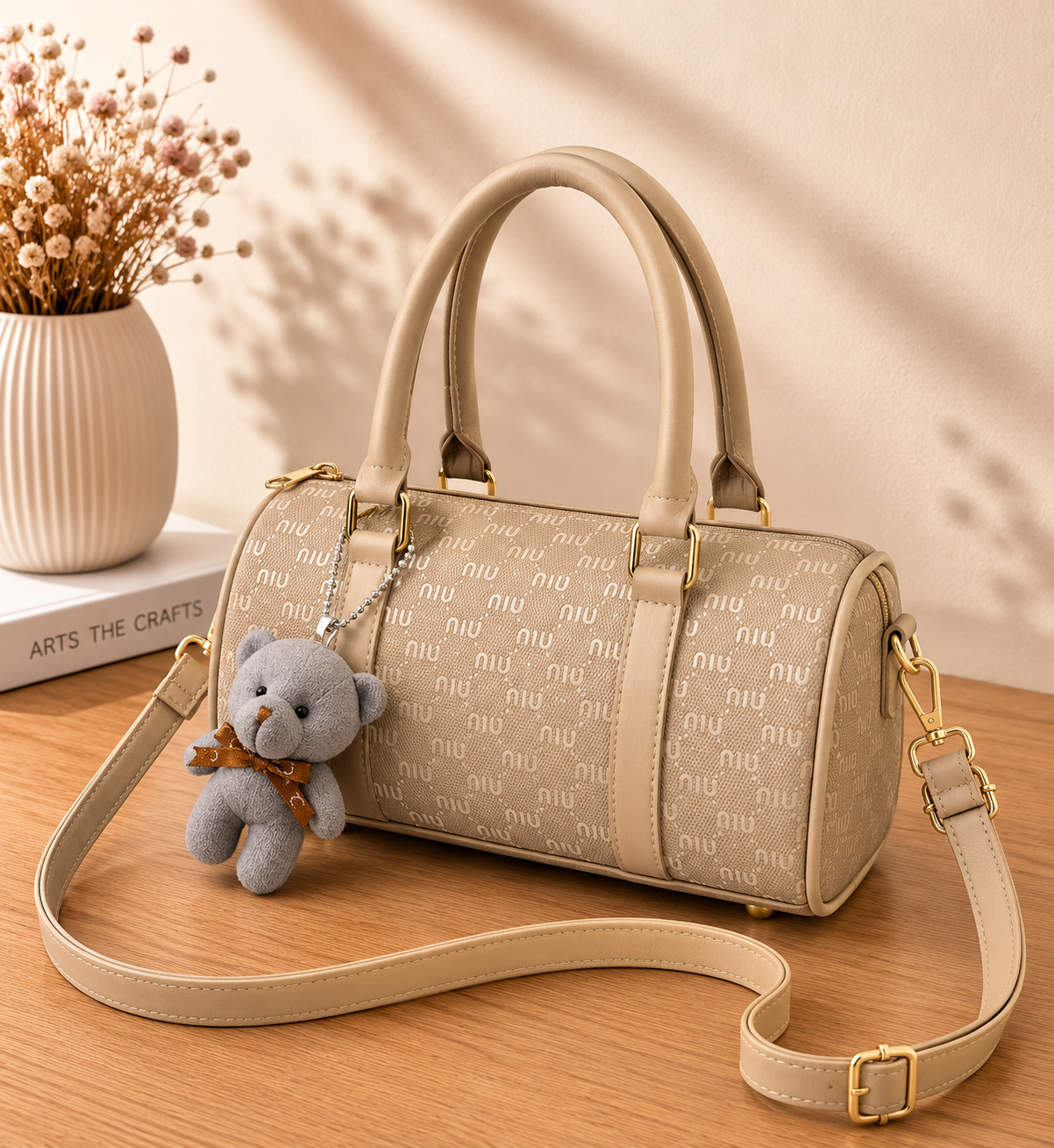 TBM MinNin Premium Duffle Handbag with Teddy Keychain