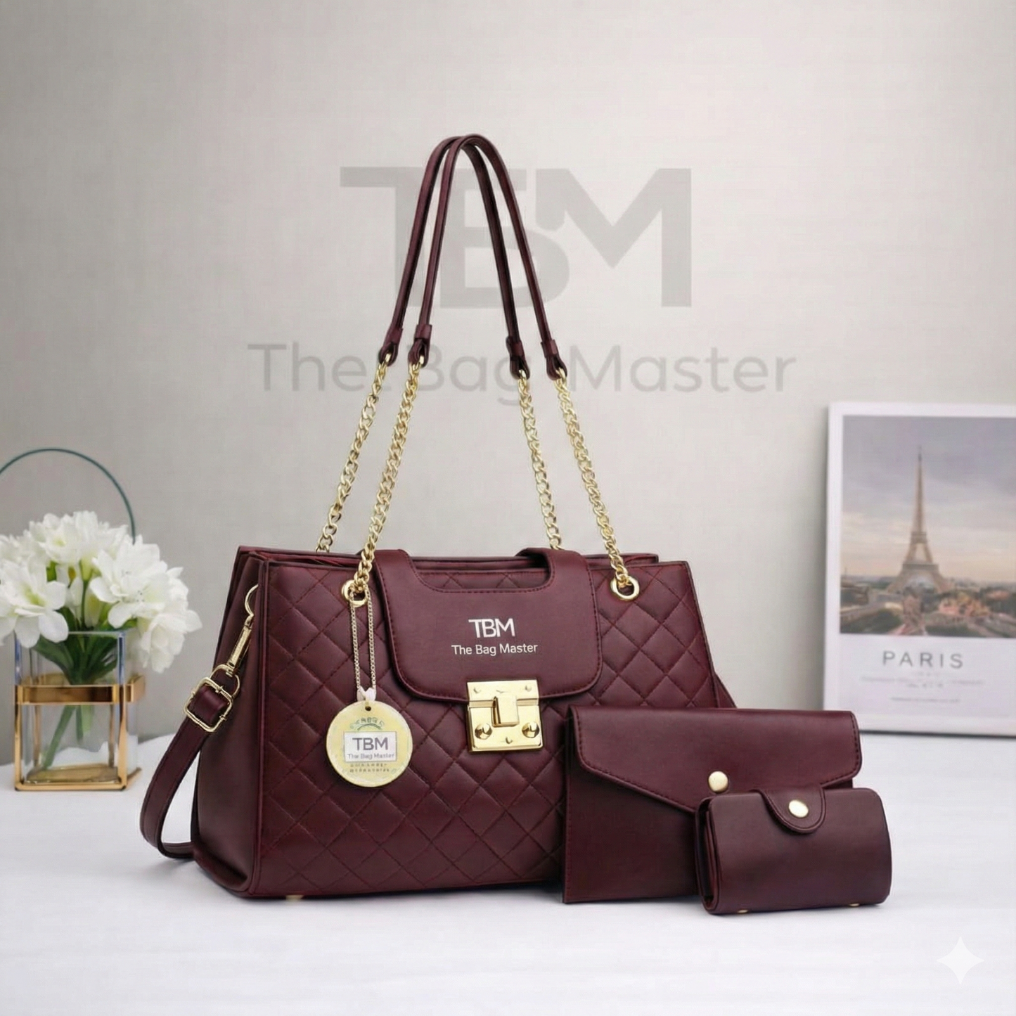 TBM Signature Quilted 3-Piece Handbag Set