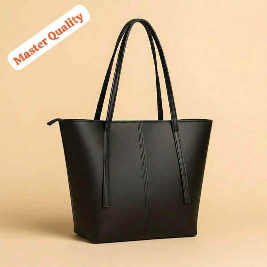 TBM Signature Minimalist Structured Tote Bag with Long Shoulder Handles