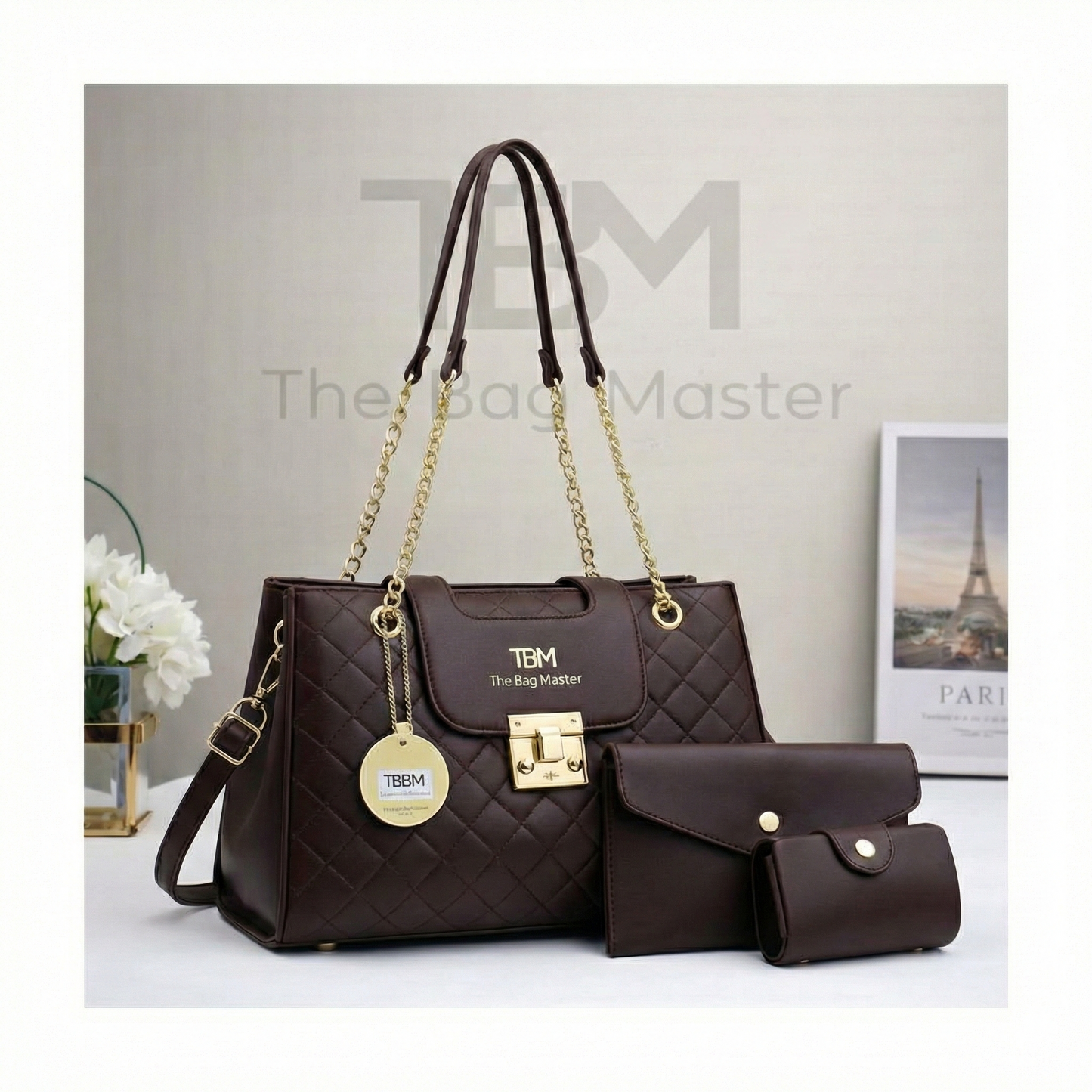 TBM Signature Quilted 3-Piece Handbag Set