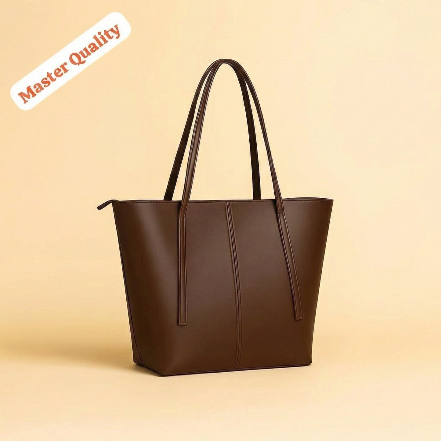 TBM Signature Minimalist Structured Tote Bag with Long Shoulder Handles