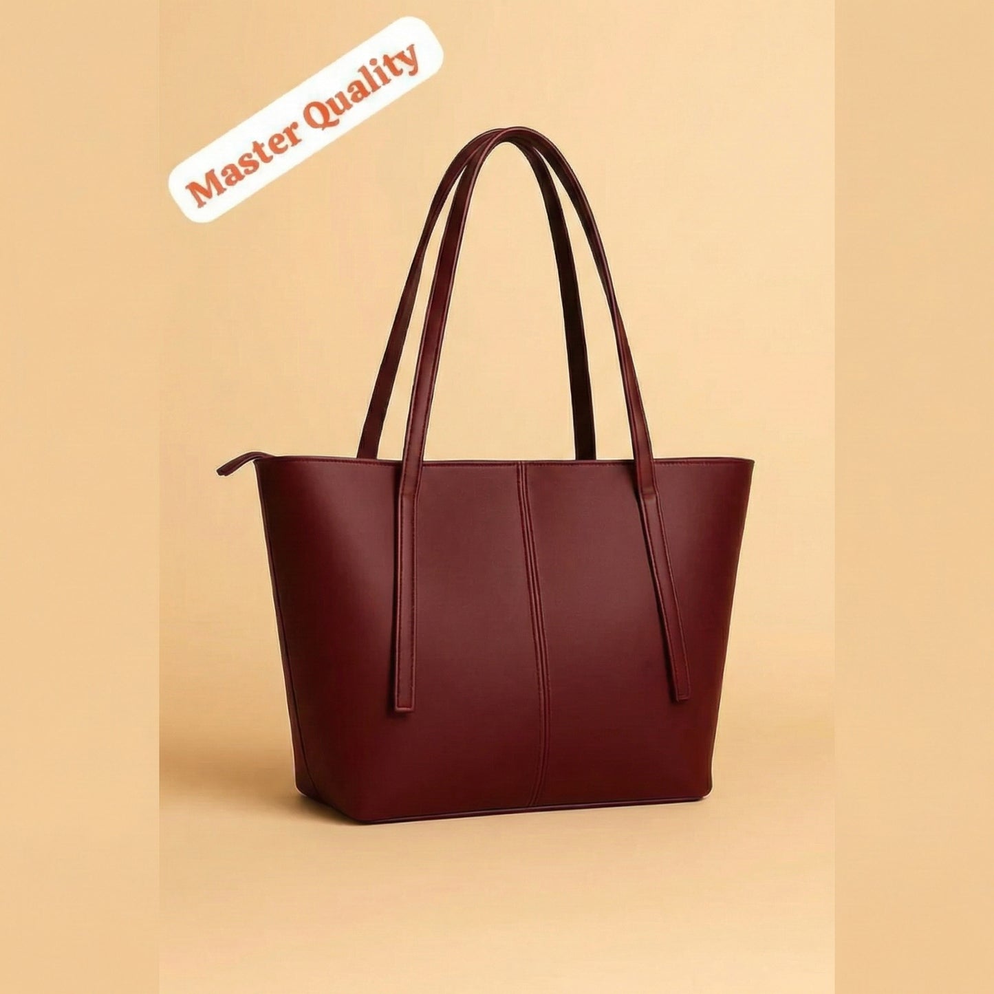 TBM Signature Minimalist Structured Tote Bag with Long Shoulder Handles