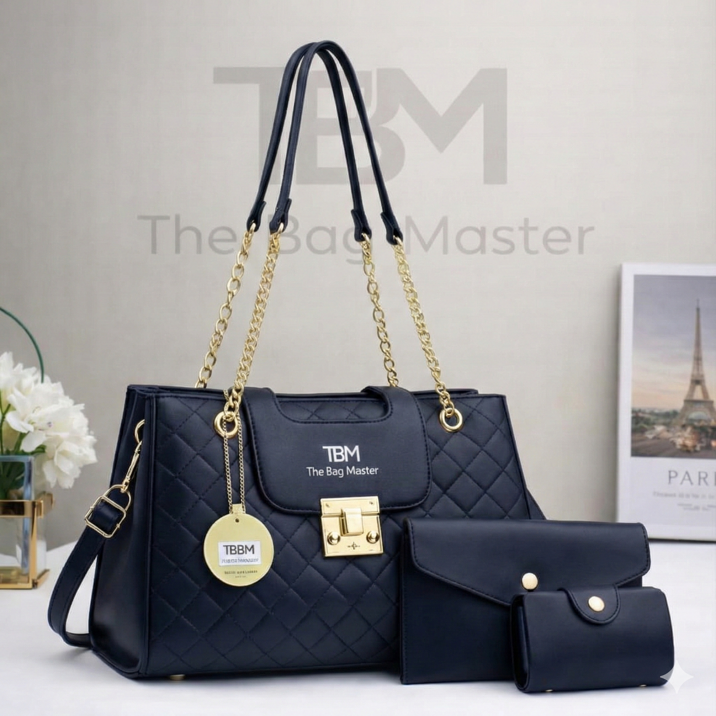 TBM Signature Quilted 3-Piece Handbag Set