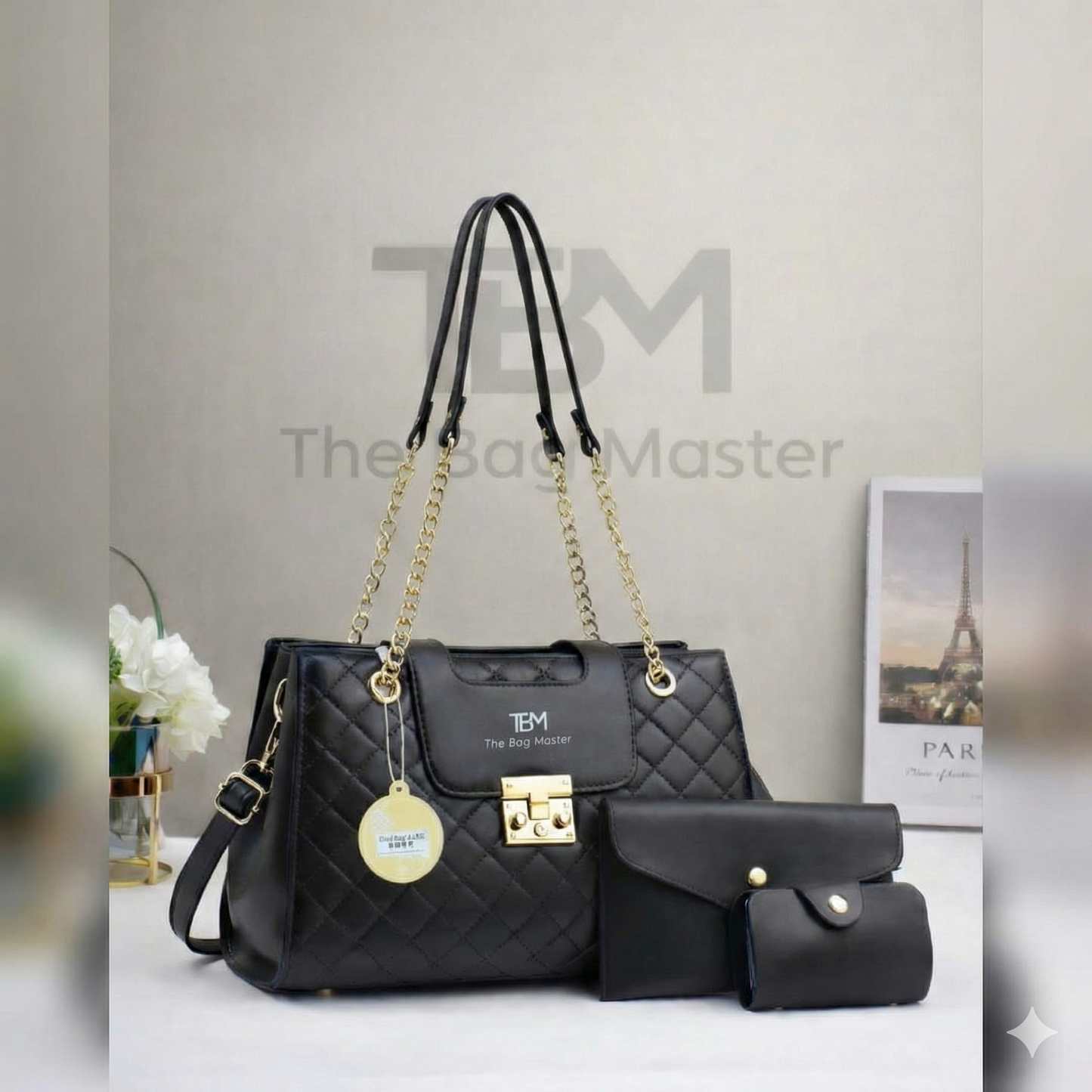TBM Signature Quilted 3-Piece Handbag Set