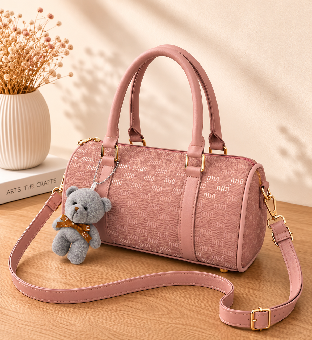 TBM MinNin Premium Duffle Handbag with Teddy Keychain