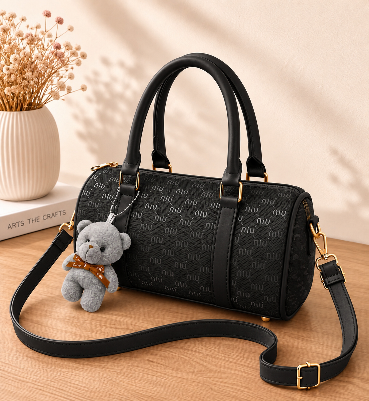 TBM MinNin Premium Duffle Handbag with Teddy Keychain