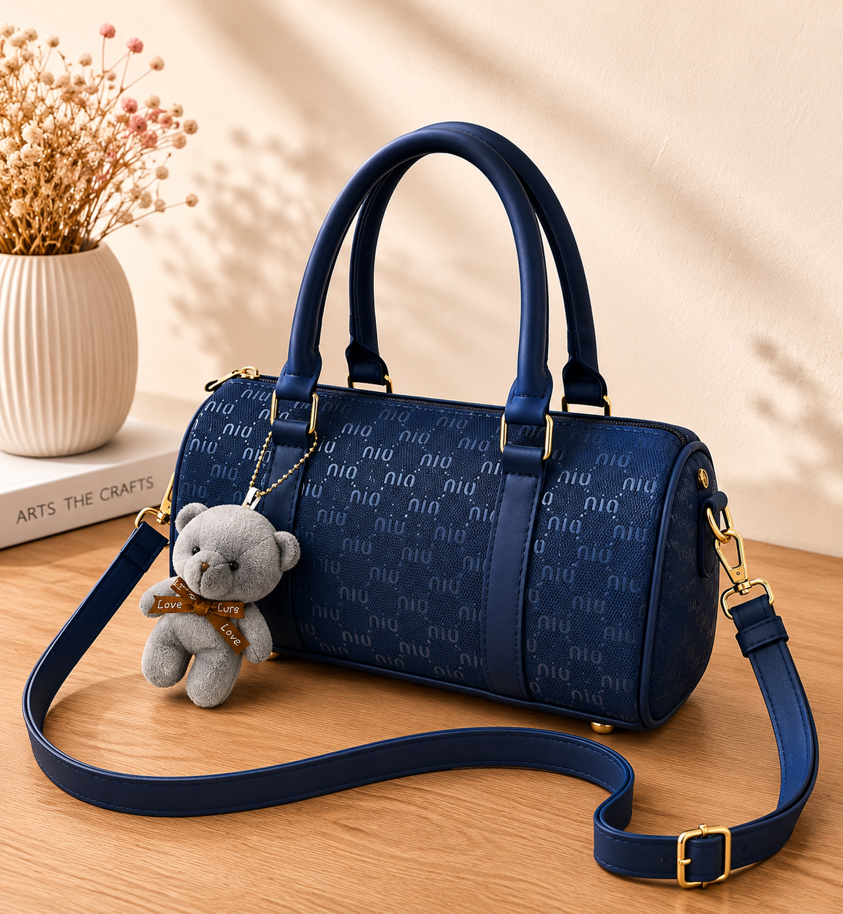 TBM MinNin Premium Duffle Handbag with Teddy Keychain