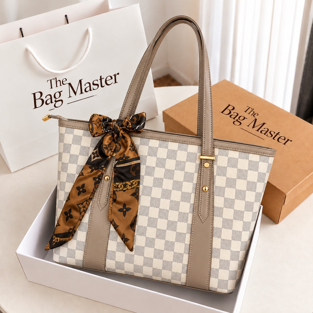 TBM Signature Monogram Bow Tote Bag