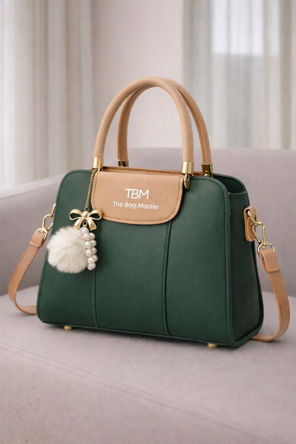 TBM Luxury Dual-Tone Handbag – Elegant Office & Party Wear Satchel