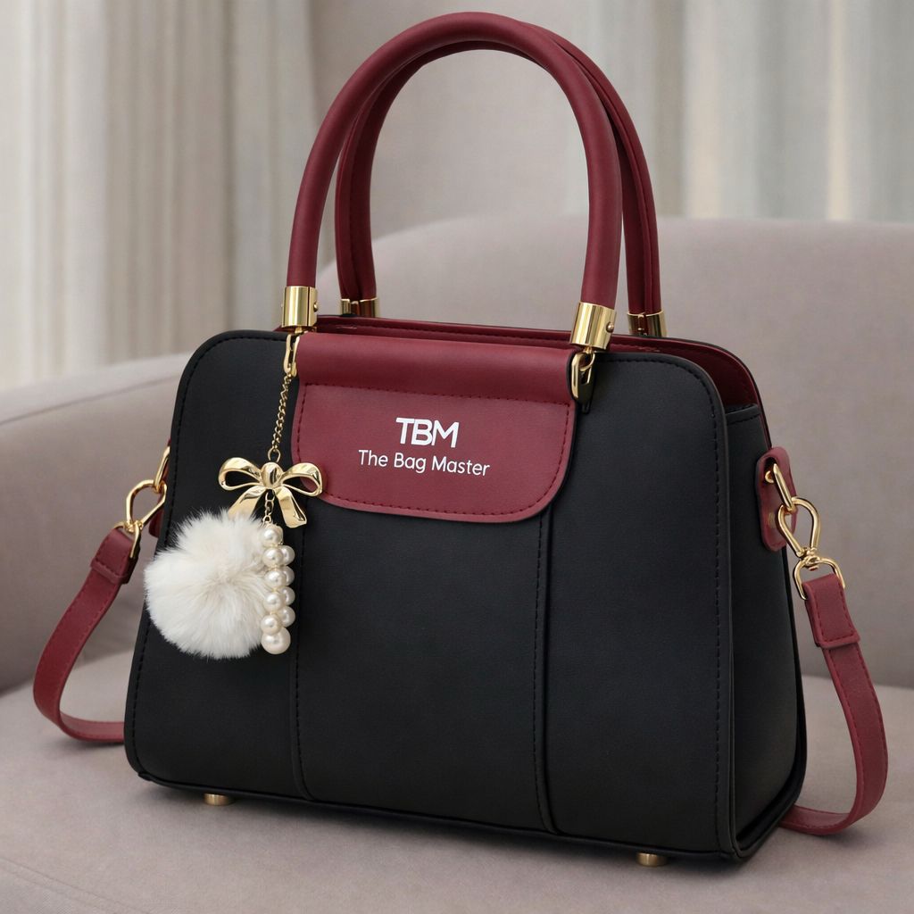 TBM Luxury Dual-Tone Handbag – Elegant Office & Party Wear Satchel