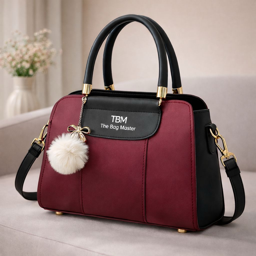 TBM Luxury Dual-Tone Handbag – Elegant Office & Party Wear Satchel