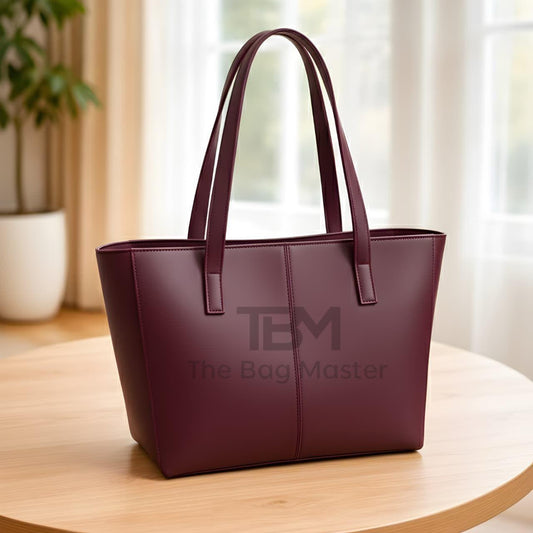 TBM Essentials Minimalist Structured Tote Bag with Long Shoulder Handles