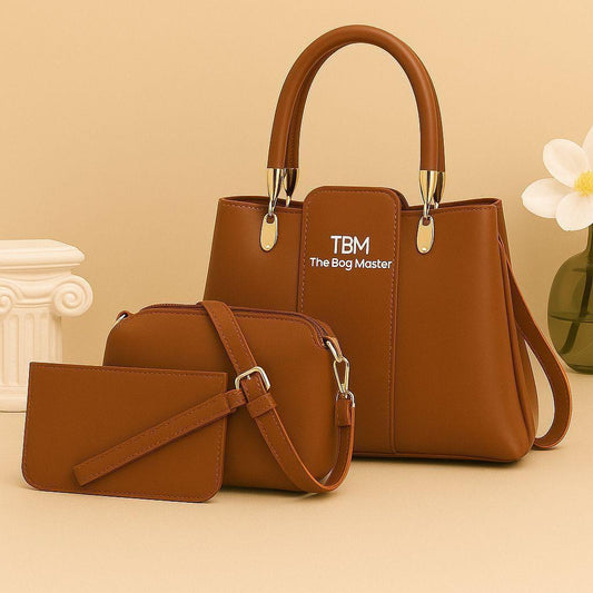 TBM Premium 3-Piece Essential Handbag Set: Satchel, Crossbody & Pouch