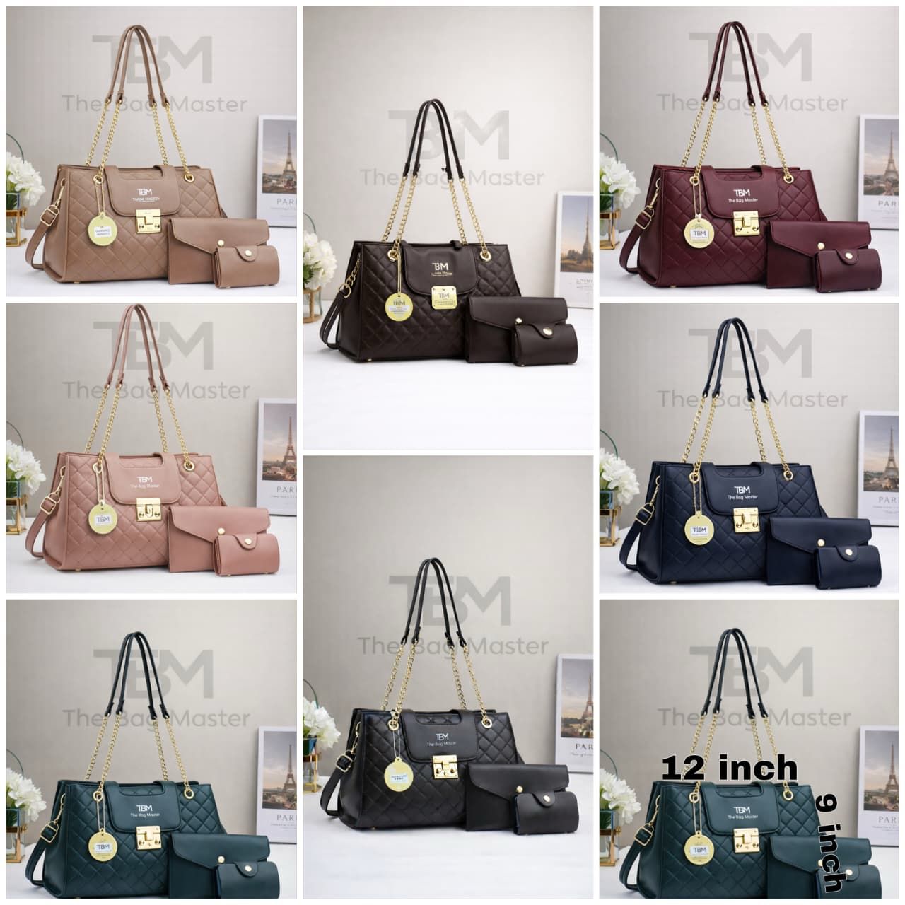 TBM Signature Quilted 3-Piece Handbag Set