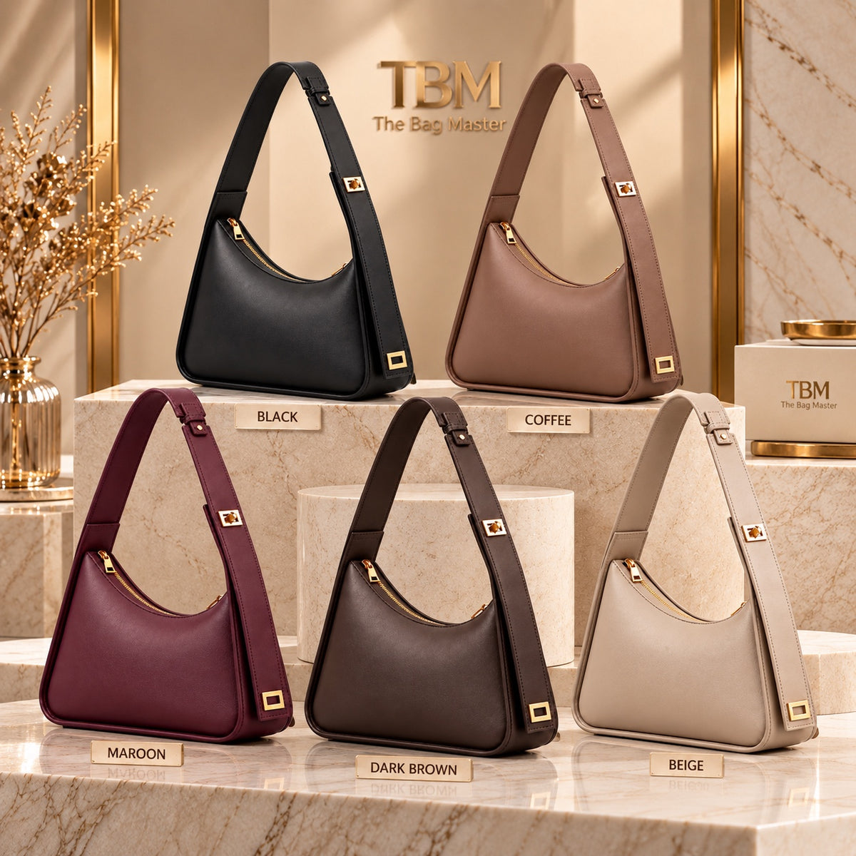 TBM Luna Luxe Hobo Bag for Women – Premium Soft Leather Shoulder Bag