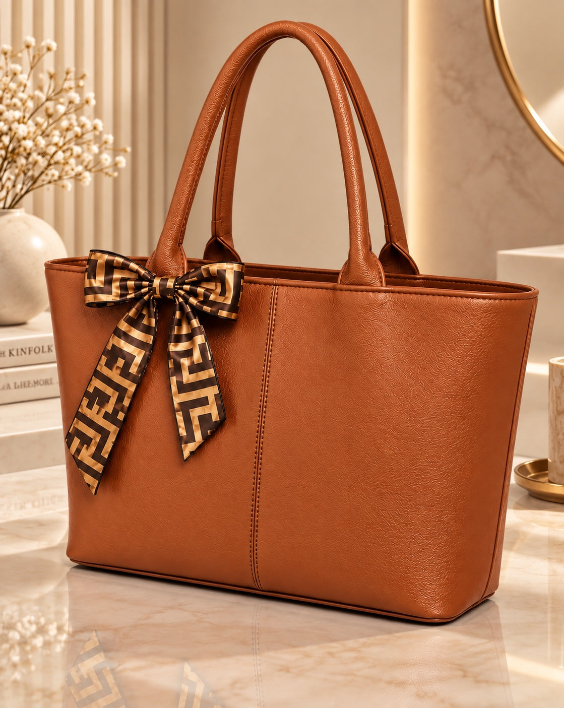 Elegant Everyday Tote Bag with Silk Ribbon – The Bag Master