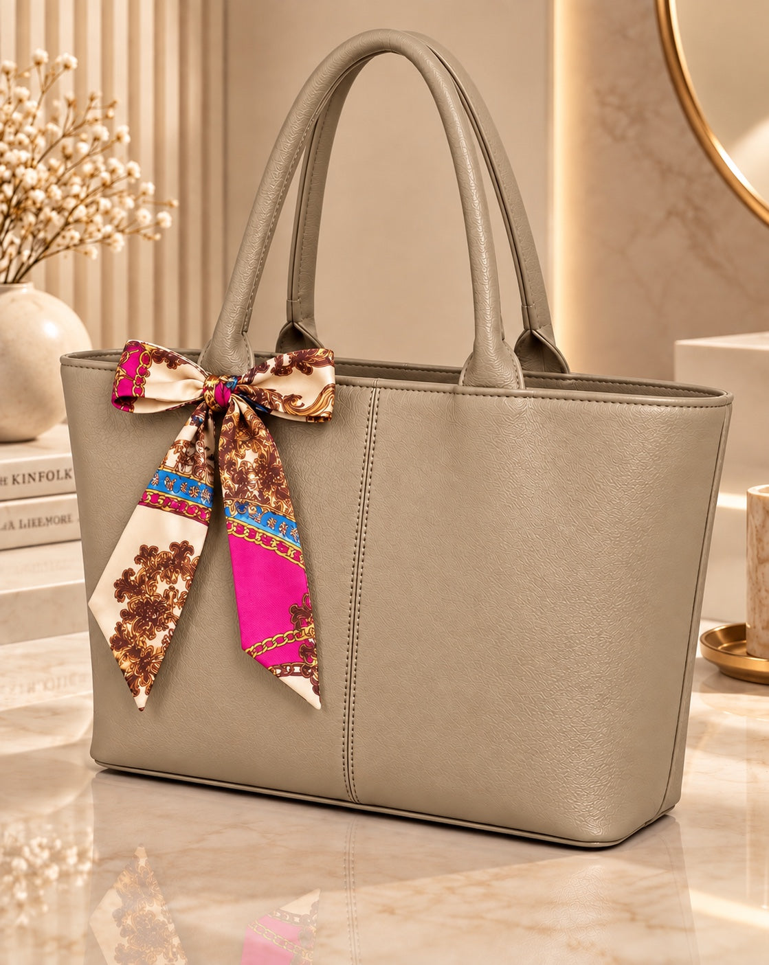 Elegant Everyday Tote Bag with Silk Ribbon – The Bag Master