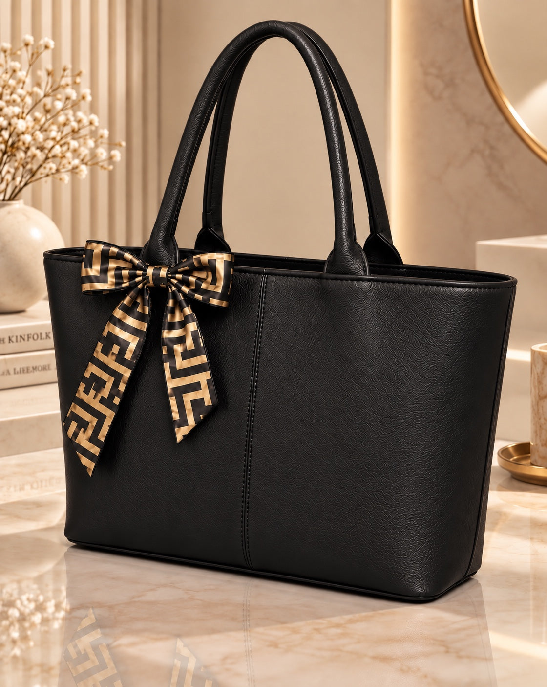Elegant Everyday Tote Bag with Silk Ribbon – The Bag Master