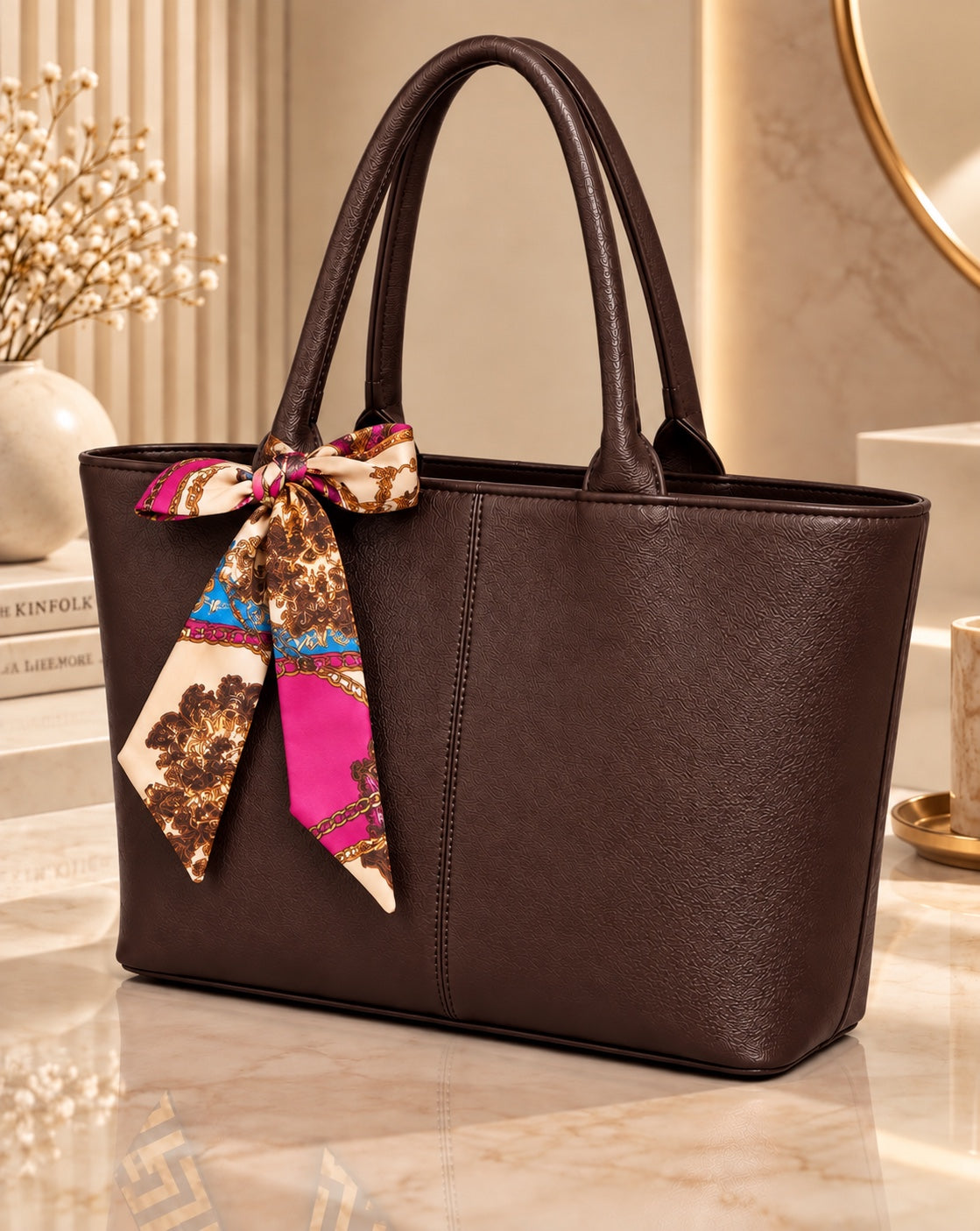 Elegant Everyday Tote Bag with Silk Ribbon – The Bag Master