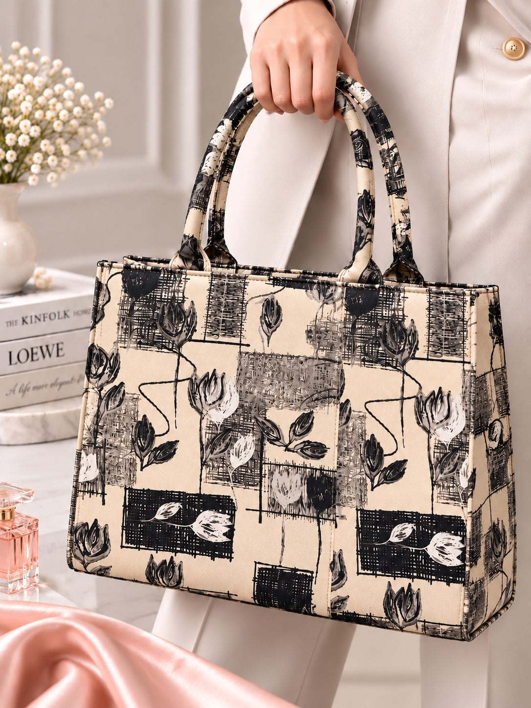 Floral Canvas Tote Bag